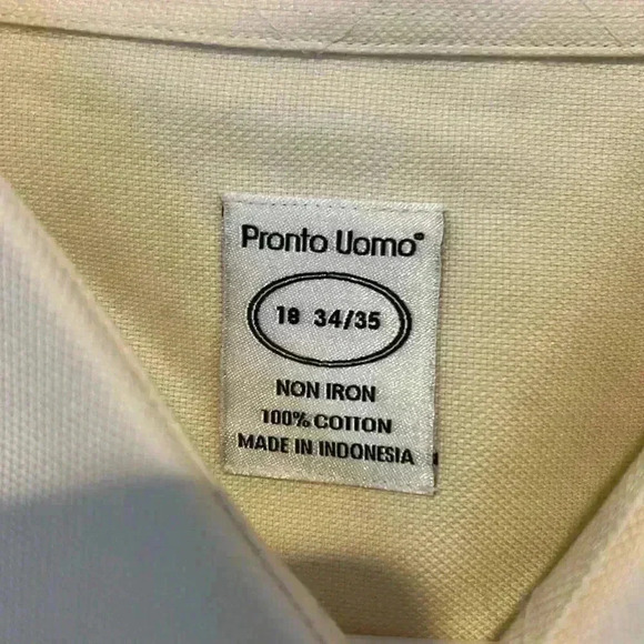 Pronto Uomo Men’s Non Iron Classic Button Up Dress Shirt Size 18/34-35 NEW - Picture 4 of 16